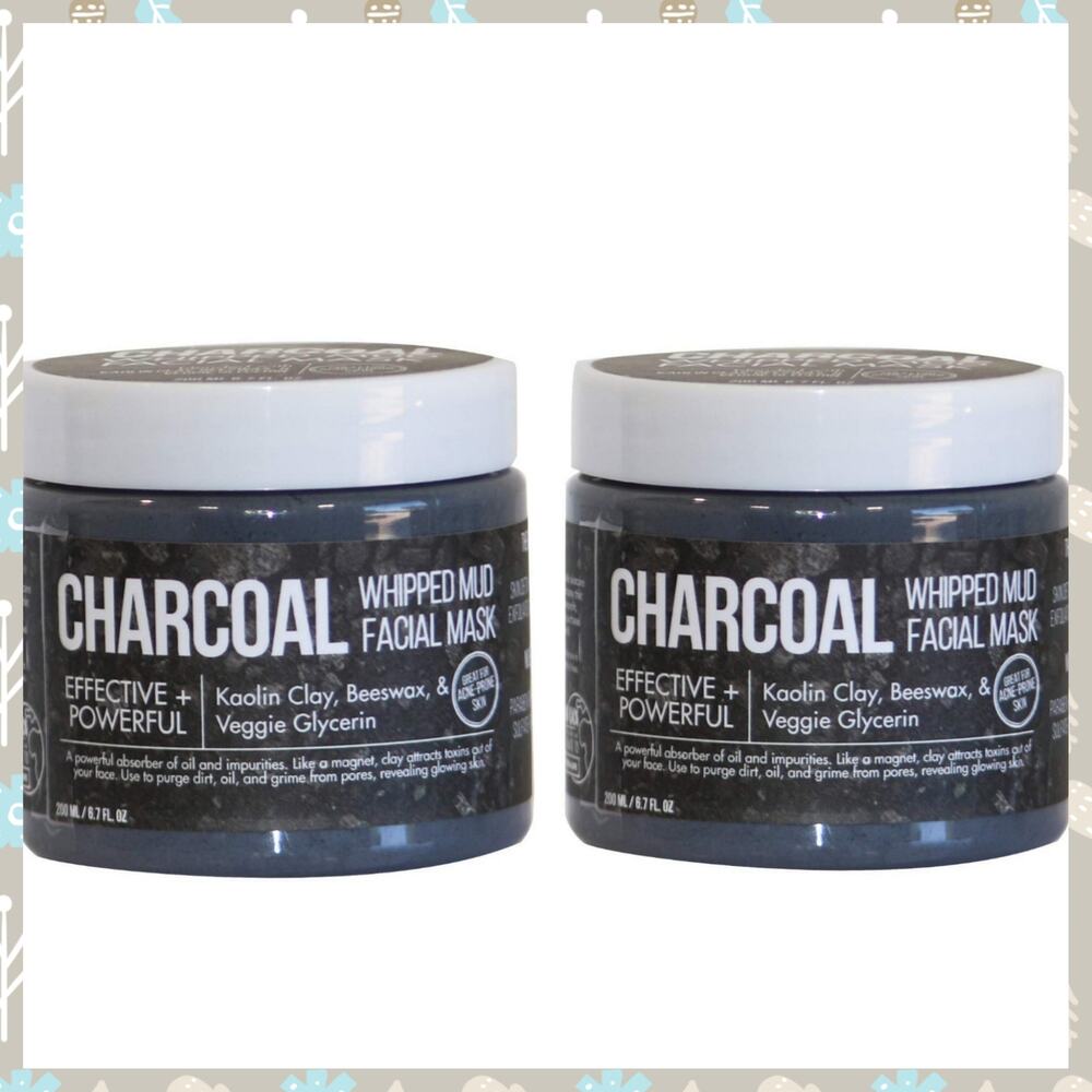 FACE MASKS 2 PACK URBAN HYDRATION CHARCOAL WHIPPED MUD FOR ACNE PRONE SKIN